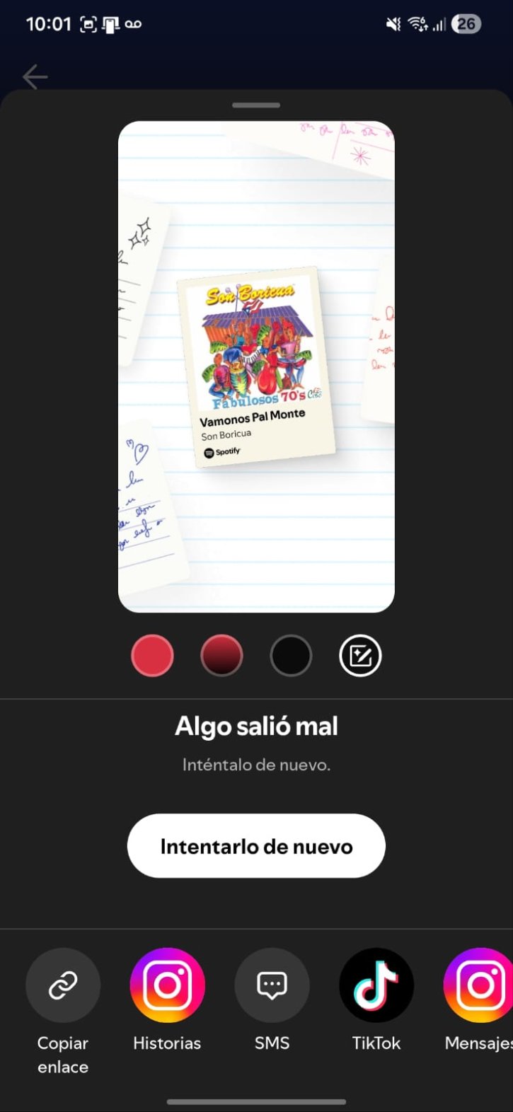 Spotify social sharing screen