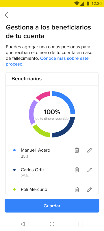 Legacy Android experience: cluttered pie chart with outdated Material Design
