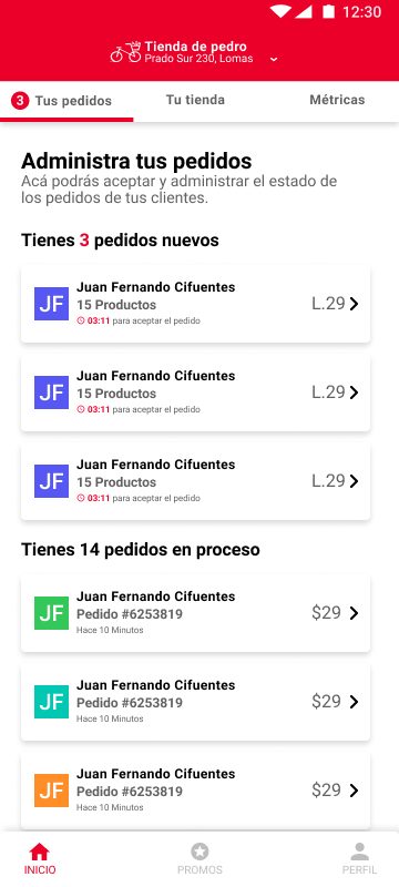 Store seller profile: name, address, WhatsApp contact and product availability